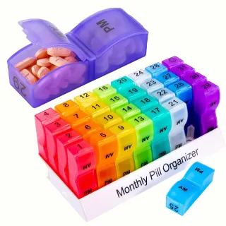 【藥盒王】新款一個月32格早晚大容量藥盒(分裝藥盒 隨身藥盒 藥品收納盒 保健 飾品盒 密封盒 零件盒 旅行)