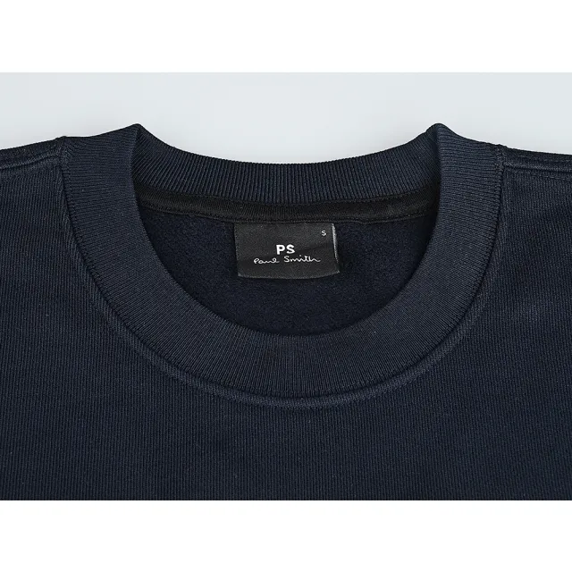 【Paul Smith】PAUL SMITH簽名小LOGO有機棉質骷髏圖圓領長袖T恤(男款/海軍藍)