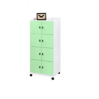 【艾蜜莉的家】2.7尺塑鋼綠白色活動置物櫃 收納櫃(可改固定腳粒-電聯時請先告知)
