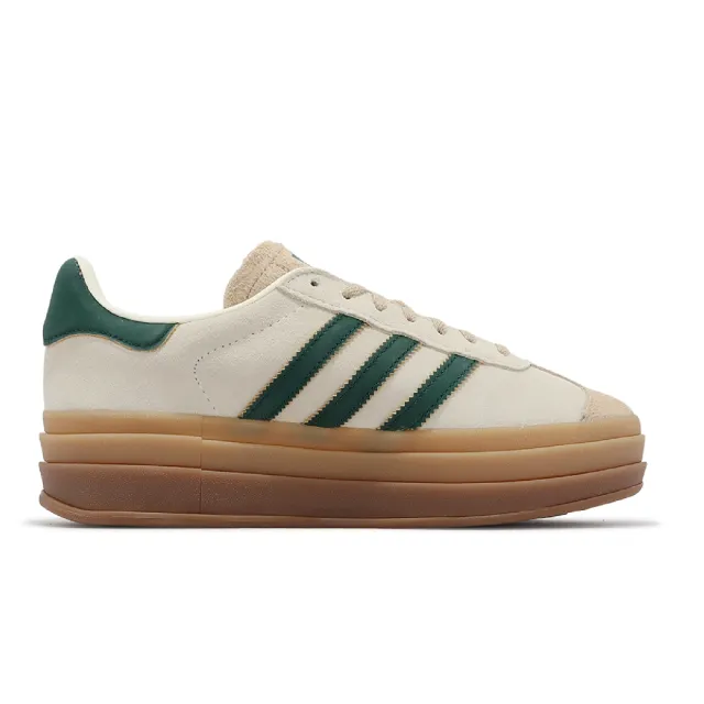 【adidas 愛迪達】休閒鞋 Gazelle Bold W 女鞋 卡其 綠 厚底 增高 拼接 復古 麂皮 膠底 愛迪達(ID7056)