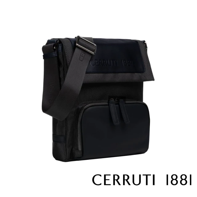 Cerruti 1881 義大利頂級小牛皮肩背包斜背包(黑色