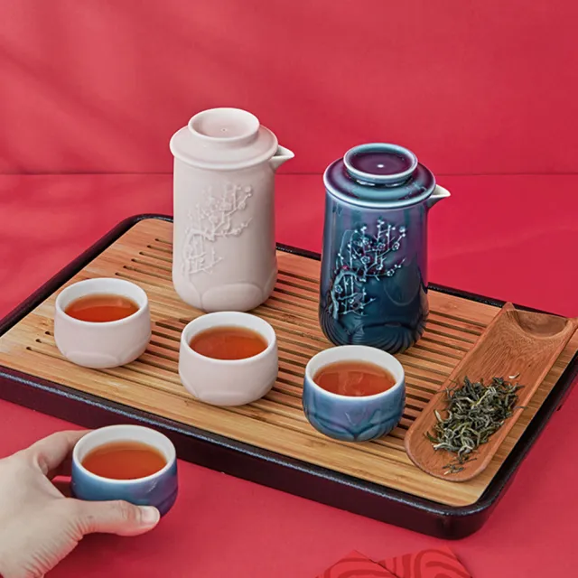 【乾唐軒】梅香陶瓷泡茶器(一壺+二杯 / 2色)