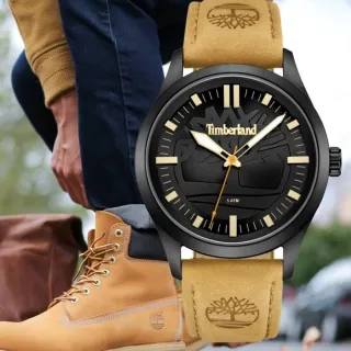 【Timberland】天柏嵐 Rambush系列  時尚大三針腕錶 皮帶-小麥黃黑(TDWGA0029601)