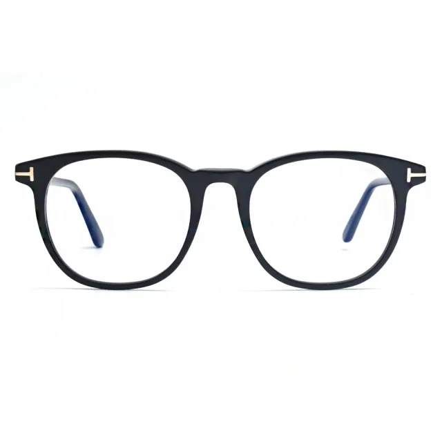 【TOM FORD】復古橢圓框膠框光學眼鏡(黑#TF5754B 001)