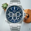 【SEIKO 精工】CS系列 條紋設計 三眼計時腕錶 41mm/SK034(8T63-01T0B/SBTR033J 藍)