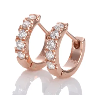 【DOLLY】14K金 輕珠寶0.40克拉玫瑰金鑽石耳環(003)