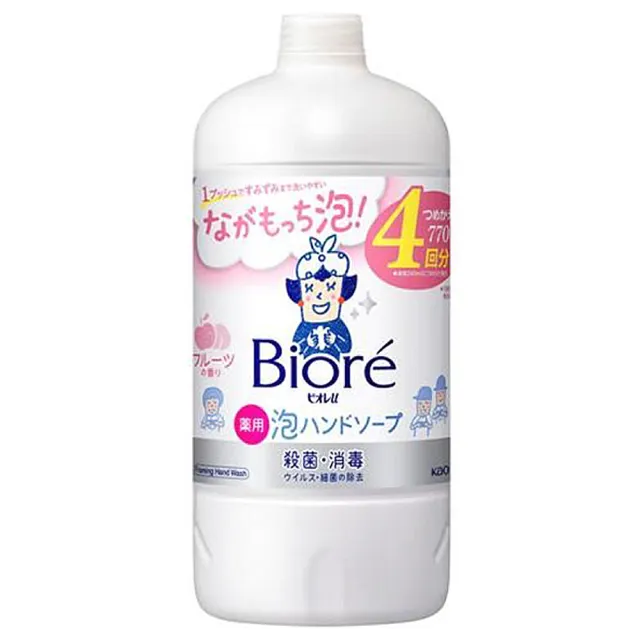 【Kao 花王】Biore u  泡沫洗手慕絲 特大補充瓶-770ml(綿密泡沫)