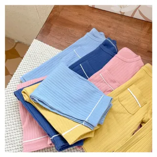 【安朵童舖】現貨韓版兒童薄款竪條居家套裝女童長袖套裝男童休閒長袖睡衣套裝(016/122)