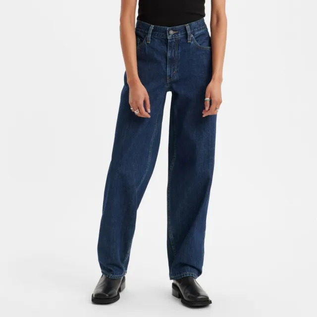 【LEVIS】Wellthread環境友善系列 女 街頭休閒中腰寬直筒牛仔/深藍染工藝 熱賣單品 A3028-0005