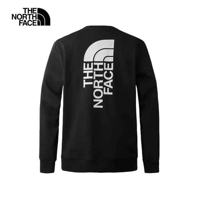 The North Face 官方旗艦 北面男女款黑色舒適大尺寸品牌LOGO大學T｜8AKZJK3