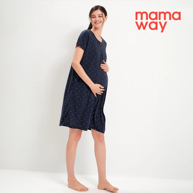 【mamaway 媽媽餵】點點米奇莫代爾孕哺居家洋裝