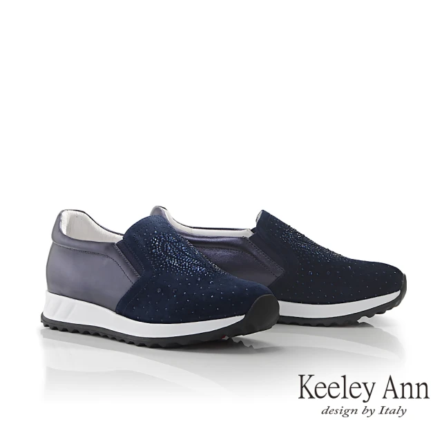 【Keeley Ann】低調水鑽舒適休閒鞋(藍色376822260-Ann系列)