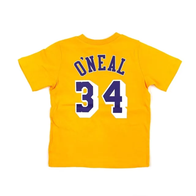 【NBA】M&N NBA 兒童 N&N 短袖上衣 湖人隊 #34 Shaquille ONeal 黃(WN2B3BMR1-LAKSO)
