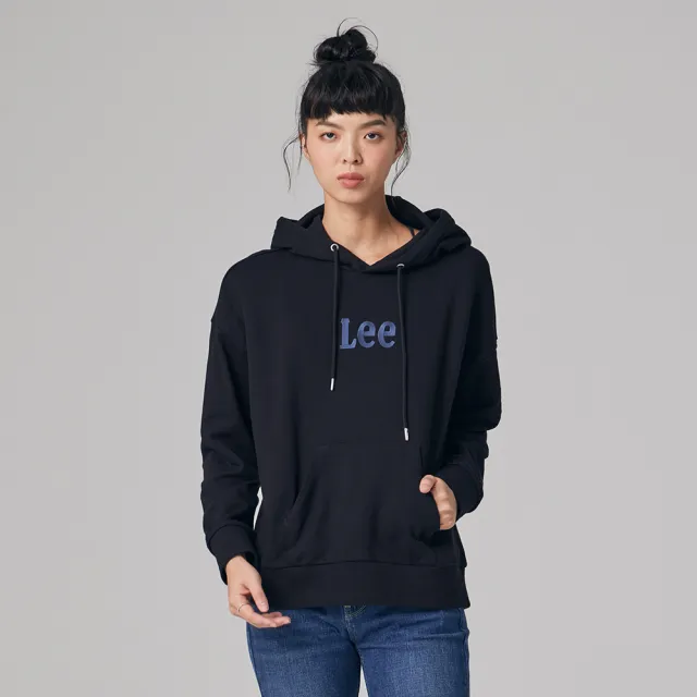 【Lee】女裝 長袖帽T / 胸前刺繡 LOGO 共2色 Oversized版型(LB330037K11 / LB330037K15)