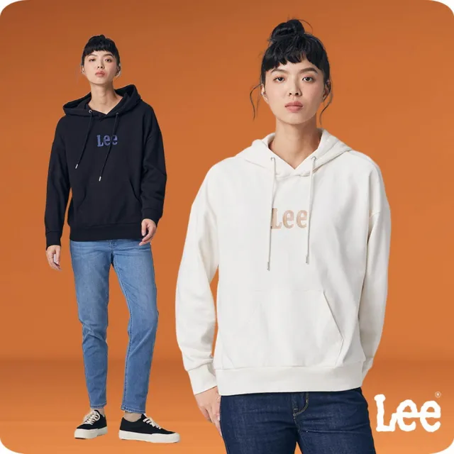 【Lee】女裝 長袖帽T / 胸前刺繡 LOGO 共2色 Oversized版型(LB330037K11 / LB330037K15)