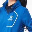 【KING GOLF】女款文字印圖可收式防風防潑水輕薄連帽外套(藍色)