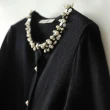 【MsMore】法國典雅小香風釘珠羊羊绒針織外套#110658(黑)