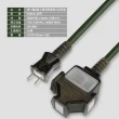 【PowerSync 群加】2P 1擴3插工業用動力延長線/軍綠色/15M(TU3C5150)