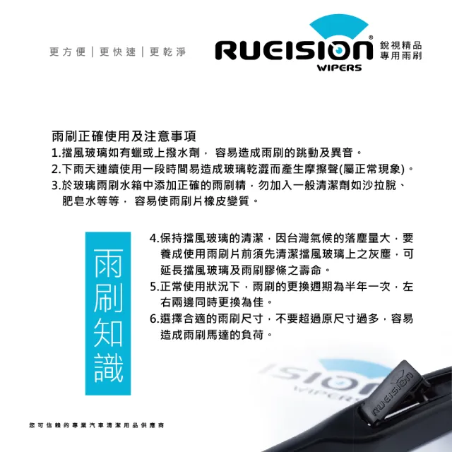 【RUEISION 銳視雨刷】INFINITI Q30 Q50 Q60 Q70 雨刷(務必確認接頭)