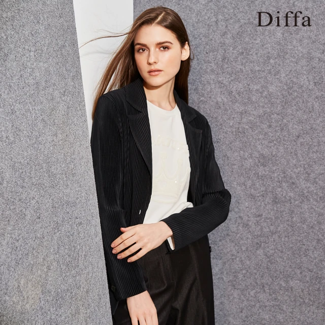 Diffa 歐風壓褶西裝外套-女