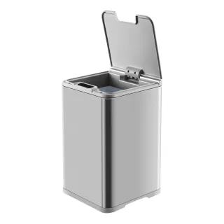 【美國 NINESTARS】鈦銀色輕奢不銹鋼感應式垃圾桶10L(紅外線感應/可拆式內桶/防潑水/廚餘桶)
