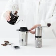 【PO:】不鏽鋼陶瓷塗層保溫咖啡杯禮盒組(棱角保溫杯300ml/磨豆機/咖啡濾網/手沖壺-灰)(多色可選)2.0