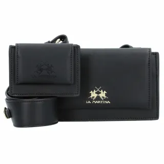 【LA MARTINA】交換禮物 義大利原裝進口 頂級金標素面皮革肩背包 LMBA01065T(黑色)