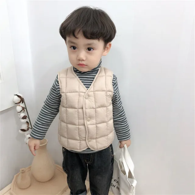 【安朵童舖】現貨韓版兒童格子紋背心外套男童保暖馬甲背心寶寶背心外套女童格子外套(036A/53/60)