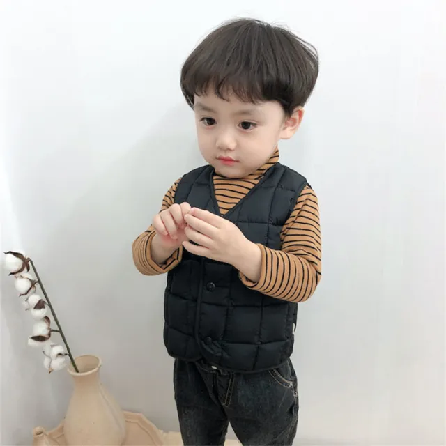 【安朵童舖】現貨韓版兒童格子紋背心外套男童保暖馬甲背心寶寶背心外套女童格子外套(036A/53/60)