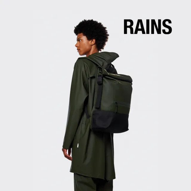 【RAINS官方直營】Buckle Rolltop Rucksack 防水扣環捲蓋後背包(Green 森林綠)