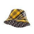 【Dior 迪奧】限量黄色蘇格蘭紋雙面黑色混☆Checkn Dior 圖案漁夫帽(57)