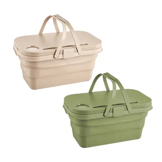 【Imakara】INS戶外露營折疊桌板野餐收納籃-超值2入(型錄用)