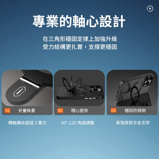 【WiWU】iPhone 15 6.1吋 展翼鋁合金支架 磁吸手機殼(四角氣囊防護 彈性支架角度)