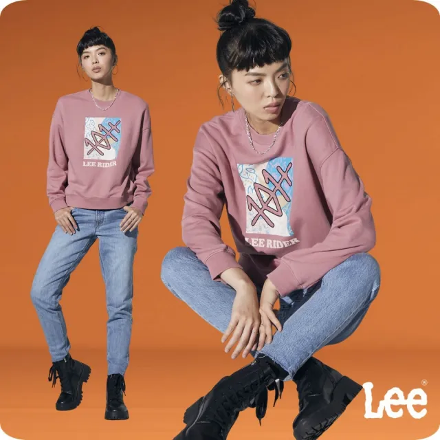 【Lee 官方旗艦】女裝 長袖厚T / 經典系列LOGO 杏桃玫 舒適版型 / 101+ 系列(LB330027732)