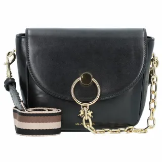 【LA MARTINA】交換禮物 義大利原裝進口 頂級金標素面皮革肩背包 LMBA01094T(黑色)