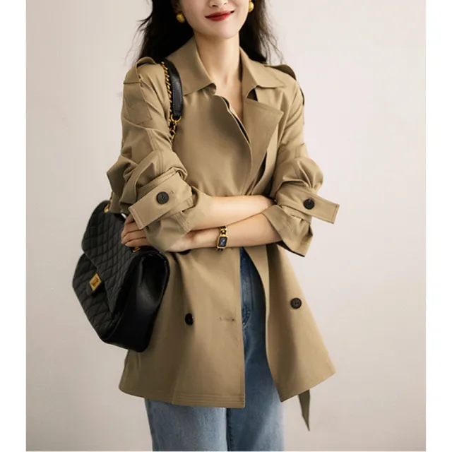 【巴黎精品】現貨+預購 風衣外套防風大衣(春秋中長版經典純色女外套4色a1di8)