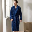 【Wacoal 華歌爾】睡衣-家居系列 M-LL男士法蘭絨直條絲瓜領外袍 LRZ95633K1(皇室藍)