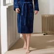 【Wacoal 華歌爾】睡衣-家居系列 M-LL男士法蘭絨直條絲瓜領外袍 LRZ95633K1(皇室藍)