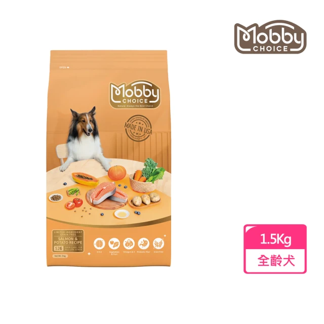 Mobby 莫比Mobby 莫比 S26 鮭魚馬鈴薯全齡犬無穀食譜 1.5KG(狗飼料/挑嘴犬/毛髮)