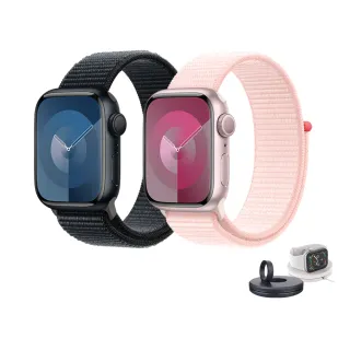 充電支架組【Apple 蘋果】Apple Watch S9 GPS 45mm(鋁金屬錶殼搭配運動型錶環)