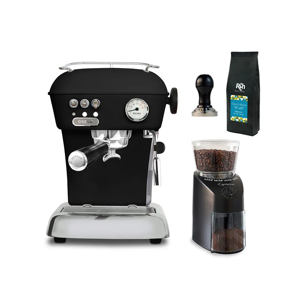 【ASCASO】Ascaso Dream半自動義式咖啡機-迷霧黑（贈:CP560磨豆機+金屬填壓器+咖啡豆）