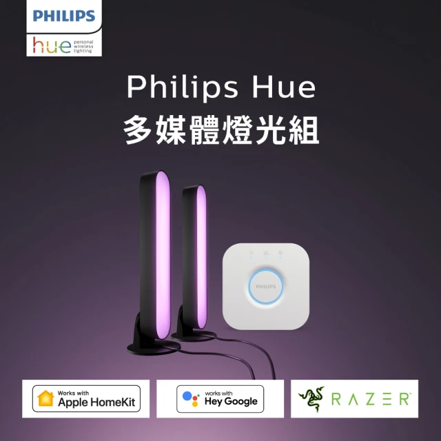 【Philips 飛利浦】Hue 智慧照明 全彩情境 Hue Play 多媒體燈光超值組(PH010)