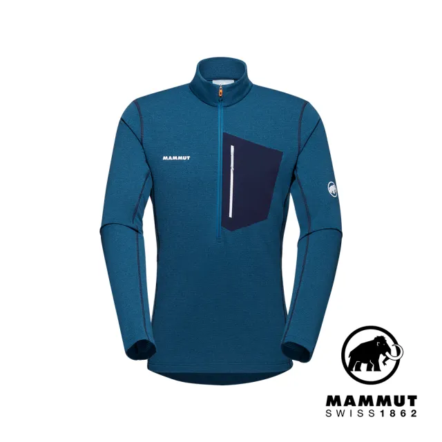 【Mammut 長毛象】Aenergy Light Half Zip Pull Men立領半拉鍊長袖排汗衣 深冰藍/海洋藍 男款 #1014-03780