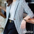 【Alishia】高雅格紋名媛時尚西裝外套(現+預  藍色 / 卡其色)
