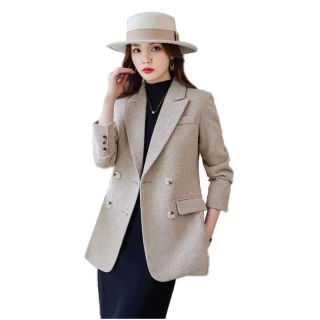 【Alishia】寬鬆休閒中長款女士西裝外套(現+預  黑色 / 咖啡色 / 米白色)