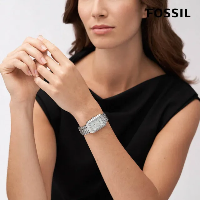 【FOSSIL 官方旗艦館】Raquel 復古極光銀羅馬數字女錶 銀色不鏽鋼錶帶 指針手錶 26MM ES5306