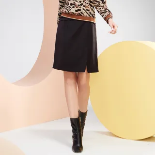 【YIDIE 衣蝶】Aline交錯腰頭開衩短裙-黑