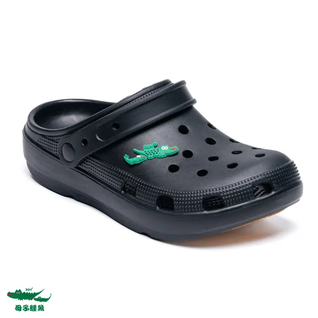 【母子鱷魚】-官方直營-絕對百搭兩穿式洞洞鞋-黑(男女款)