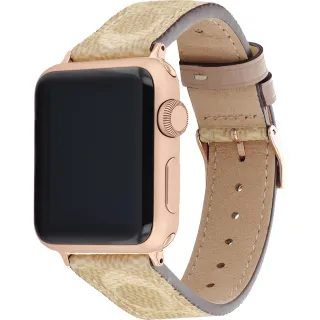 【COACH】Apple Watch 錶帶 38/40mm 適用 皮錶帶 - 淺色x玫瑰金 新年禮物(不含手錶)