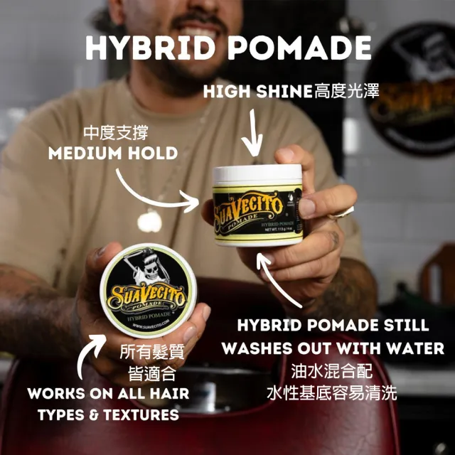 【Suavecito 骷髏頭】Hybrid Pomade油水混合水洗式髮油(4oz/113g)